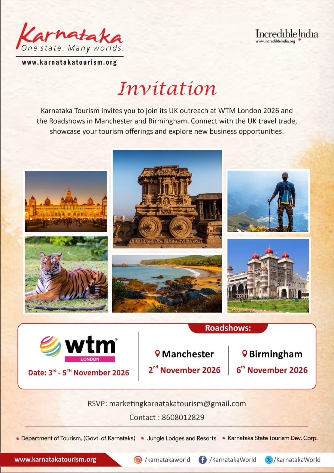 ಡಬ್ಲ್ಯೂಟಿಎಂ ಲಂಡನ್ ಮತ್ತು ಯು.ಕೆ ರೋಡ್ಶೋ ೨೦೨೬ರಲ್ಲಿ ಕರ್ನಾಟಕ ಪ್ರವಾಸೋದ್ಯಮ: ಯುನೈಟೆಡ್ ಕಿಂಗ್ಡಮ್(ಯು.ಕೆ) ಅಲ್ಲಿ ಕರ್ನಾಟಕದ ಅನುಭವವನ್ನು ಪಡೆಯಿರಿ: